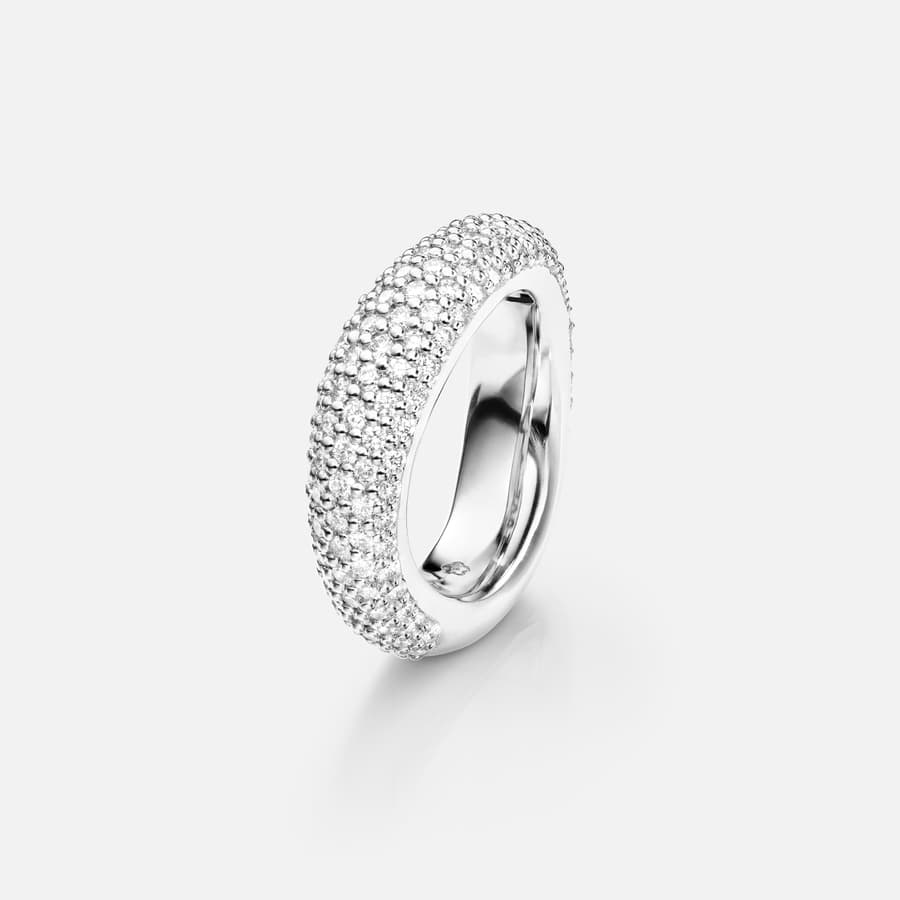 Love Ring No 5 in Polished White Gold with Diamonds  |  Ole Lynggaard 