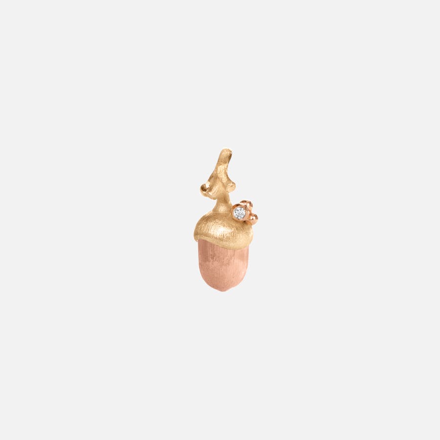 Acorn Pendant Small in Yellow and Rose Gold with Diamond  |  Ole Lynggaard Copenhagen 