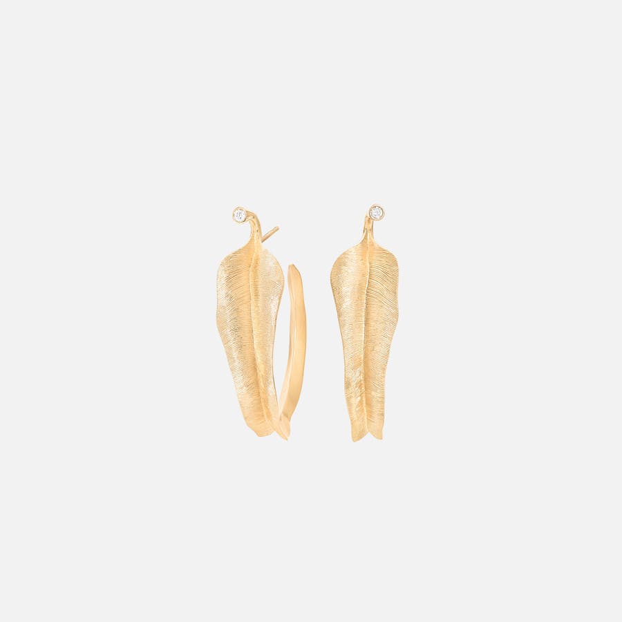 Leaves Collection Creol Earrings in 18 karat Yellow Gold and Diamonds   |  Ole Lynggaard Copenhagen 