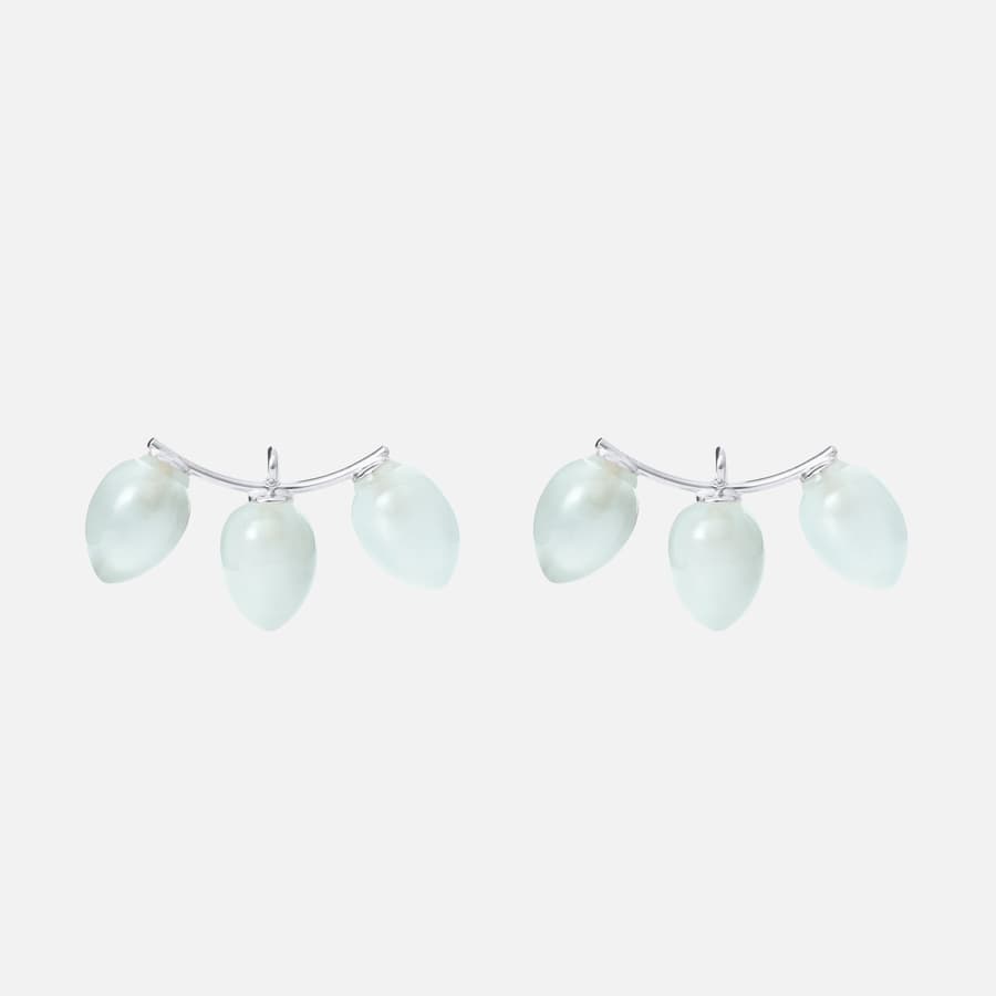 Lotus Earring Pendants in White Gold with Aquamarine Drops  |  Ole Lynggaard Copenhagen