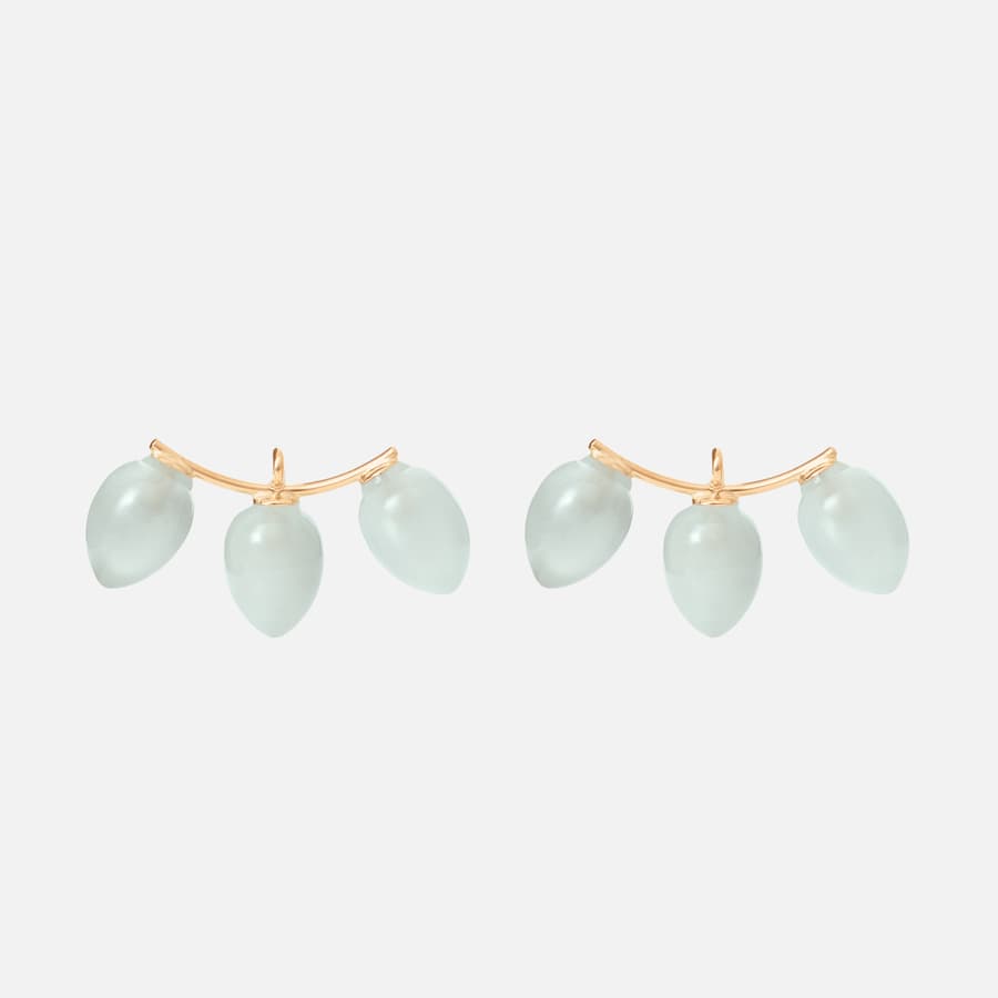 Lotus Earring Pendants in Yellow Gold with Aquamarine Drops  |  Ole Lynggaard Copenhagen