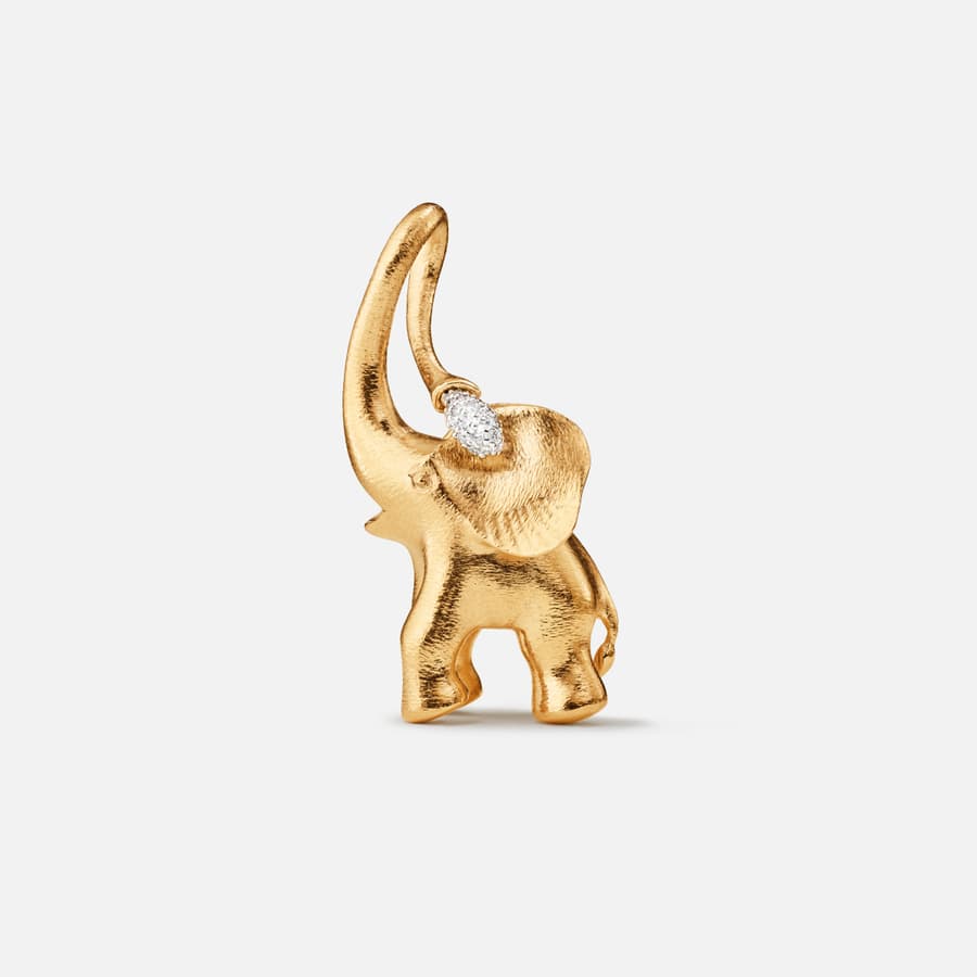 18 Karat Yellow Gold Elephant Pendant with Diamond | Ole Lynggaard