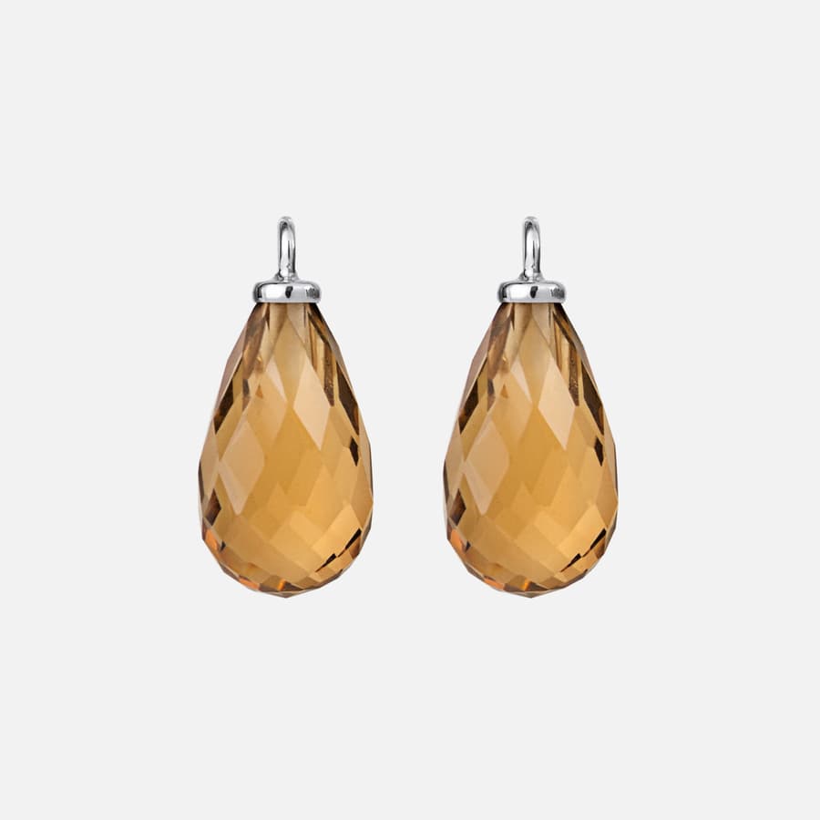 Drop Earring Pendants in 18K White Gold with Citrine  |  Ole Lynggaard Copenhagen 