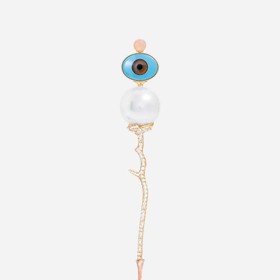 Nature Brooch in 18k Gold with Evil Eye, Blush moonstone and Diamonds | Ole Lynggaard Copenhagen	