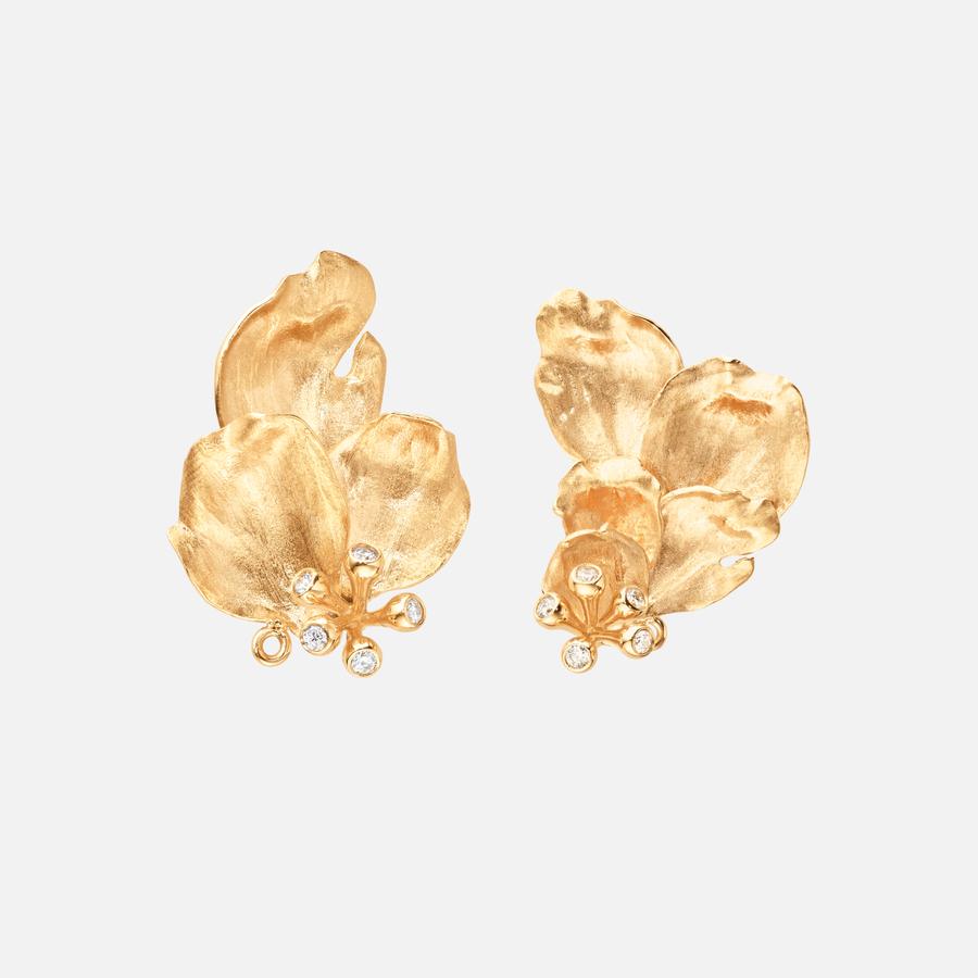 Wild Rose earrings in 18k gold with 10 diamonds totalling 0.10 ct. TW VS | Ole Lynggaard Copenhagen