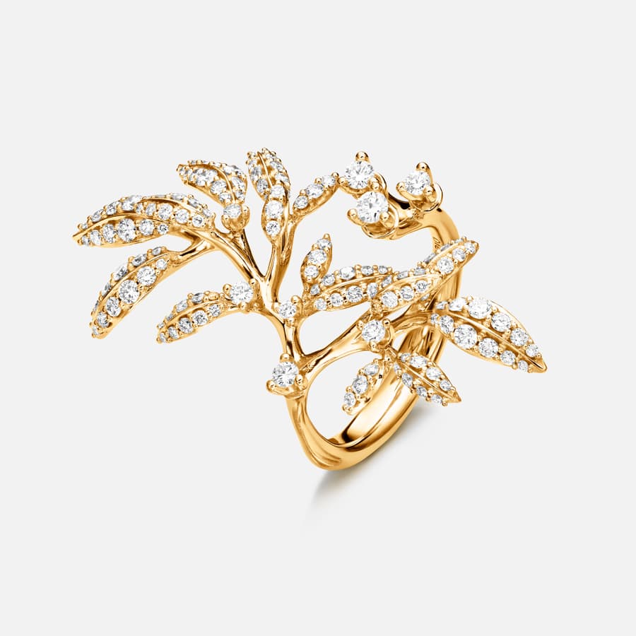 Winter Frost Ring Large in Yellow Gold with Diamonds | Ole Lynggaard 	